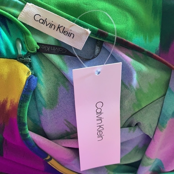 Calvin Klein Women’s Multicolour Midi Length Evening Dress Size L - Picture 7 of 11